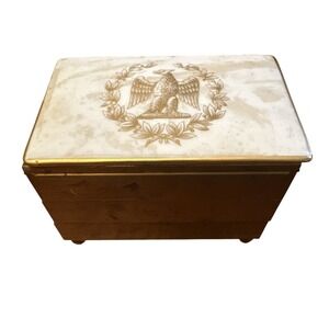 Vintage Gold Tone Brass Footed 3 Tier Red Velvet Lined Jewelry Box Eagle